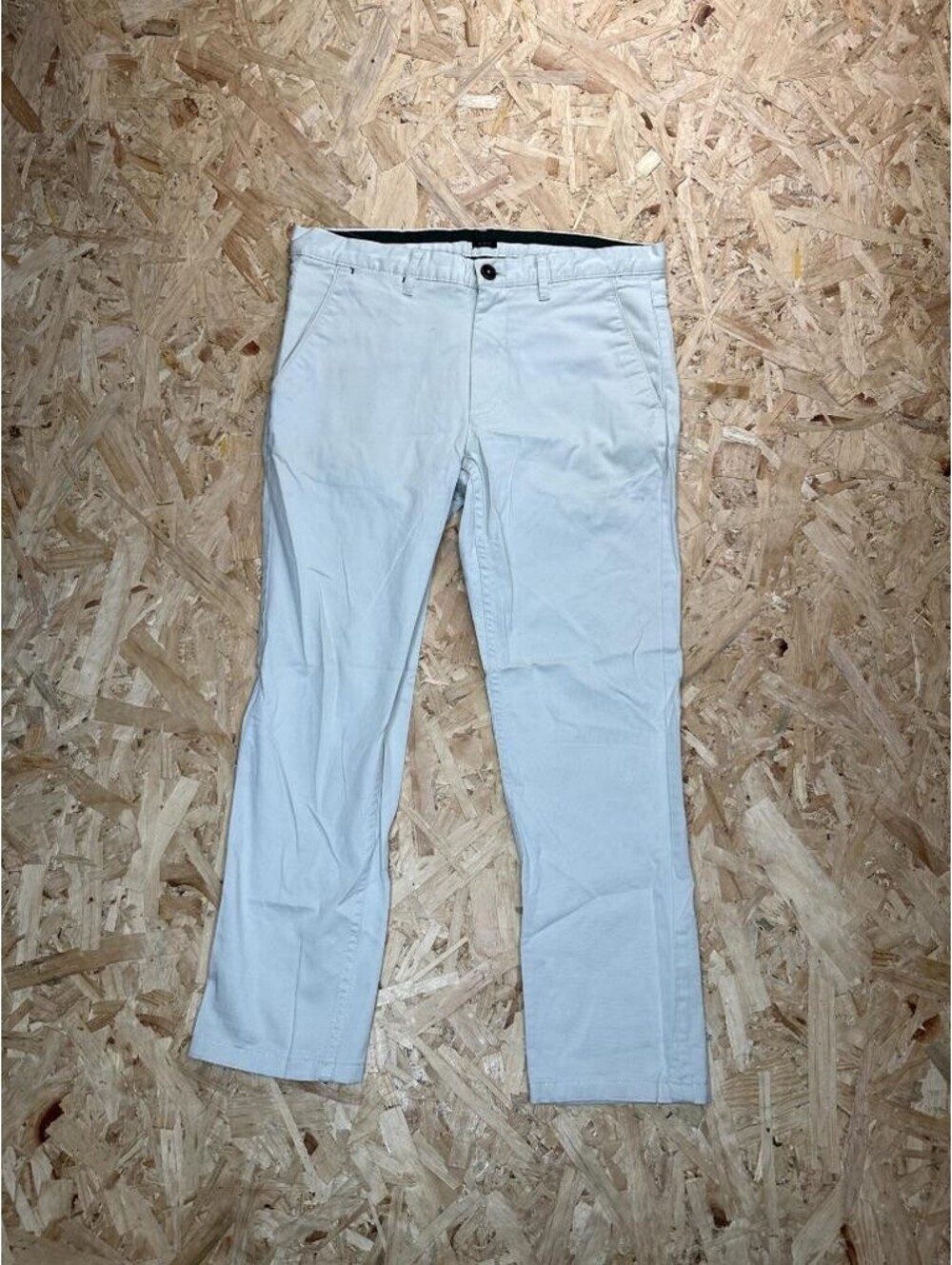 Zara Man Chino Pants Mens 31 Beige Organic Cotton Slim Fit Flat Front Casual
